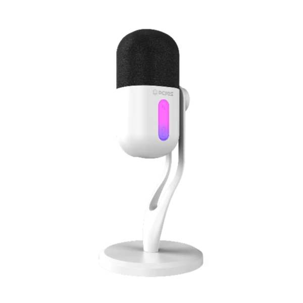 Microfone Gamer Condensador Pcyes Volini White Ghost Rgb Usb - Mgvlnwg